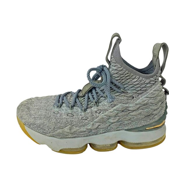NIKE Lebron XV 922811-005 Wolf Grey Metallic Gold Sneakers - Picture 4 of 10